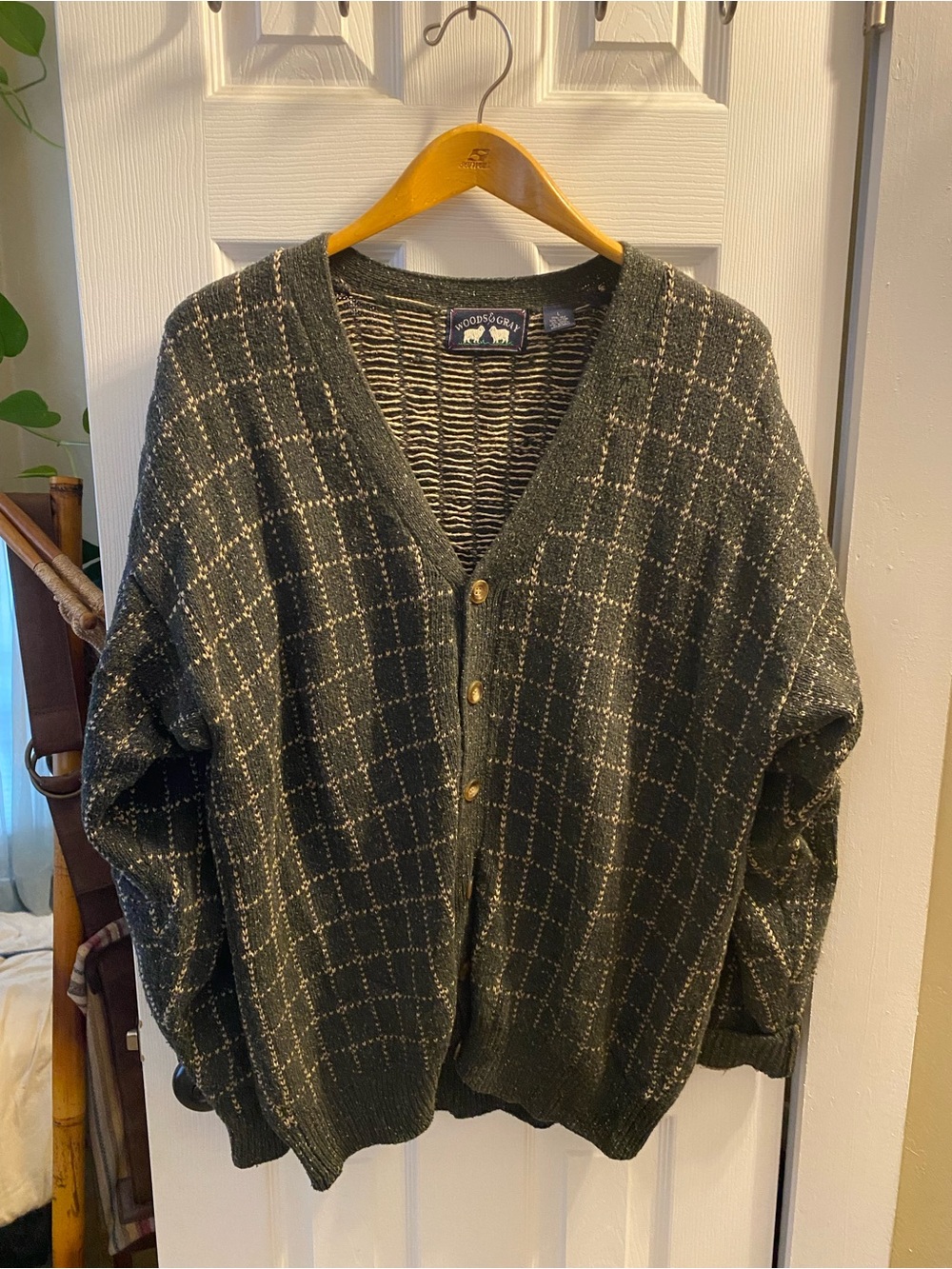 Woolrich Women’s Dark Green Grid Button Cardigan